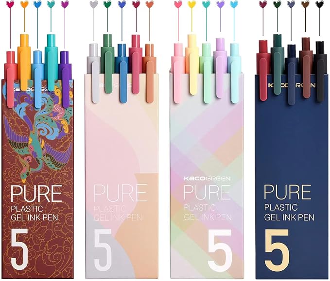 Kaco Gel Pens 20 Assorted Color Ink 0.5mm Fine Point, Cute Stationery by Kaco