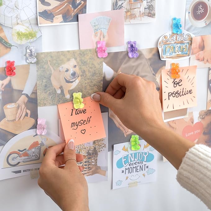 60Pcs Cute Bear Push Pins, 9 Colors Decorative Pushpins, Resin Bear Thumb Tacks - Image 5