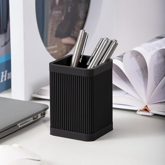 HighHerz Aesthetic Pen Holder For Desk, Modern Silicone Pencil Holder, Stylish - Image 3