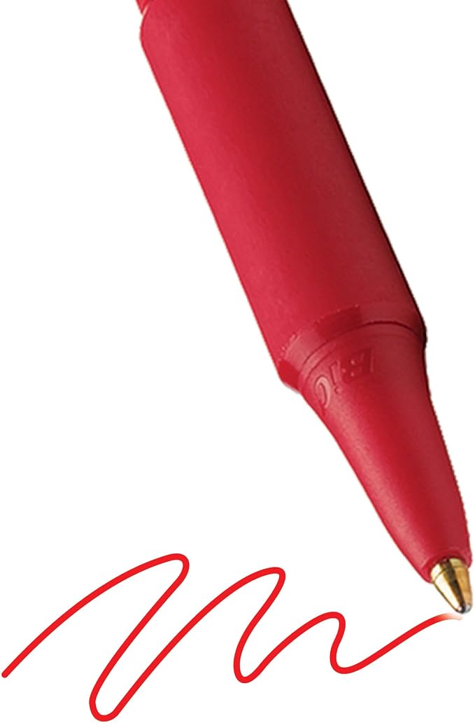 BIC Soft Feel Red Retractable Ballpoint Pens, Medium Point, 12-Count Pack - Image 6