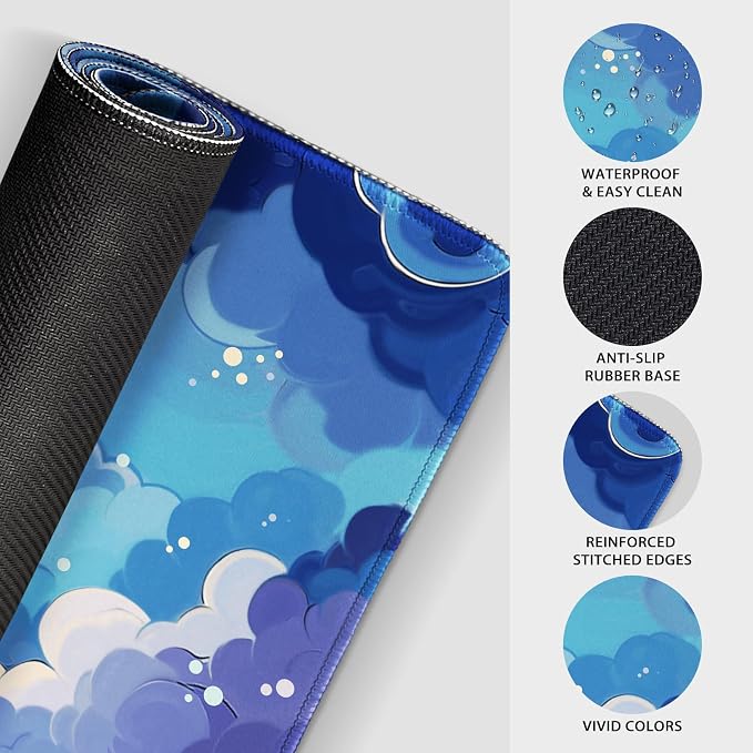 Blue Nebula Aesthetic Large Gaming Mouse Pad 31.5"x15.7"｜XXL Desk Mat, Non-Slip - Image 6
