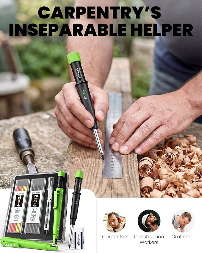 STAGEEK Carpenter Pencil with Sharpener, Mechanical Carpenter Pencils with 19 - Image 7