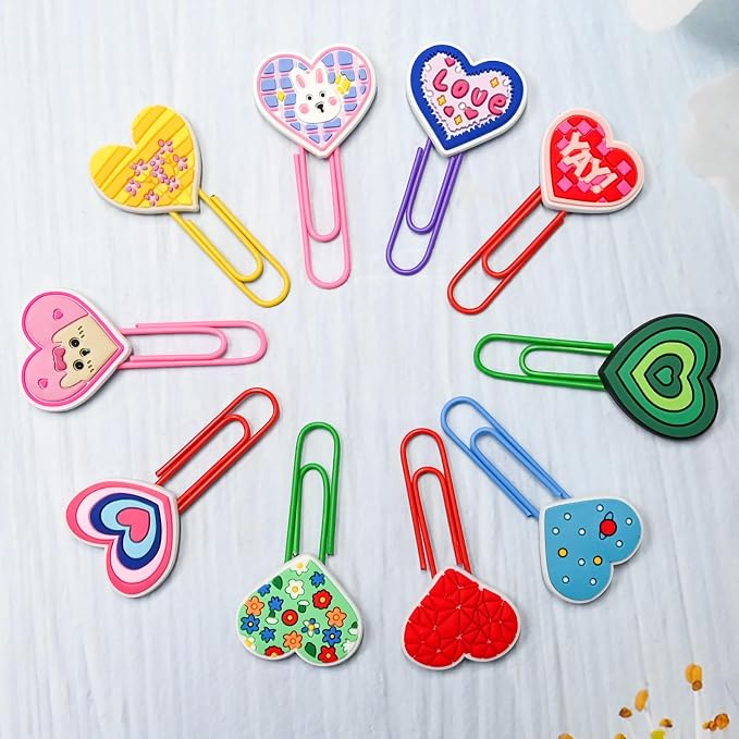 30 PCS Heart Paper Clips Metal Paperclip Large Size Paper Clip Cute Bookmark - Image 5