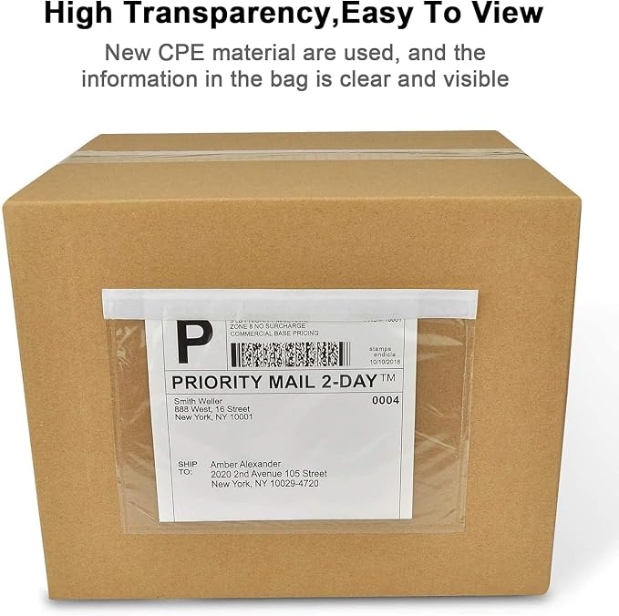 7.5'' x 5.5'' Packing List Pouches, Shipping Label Envelopes Clear - Image 3