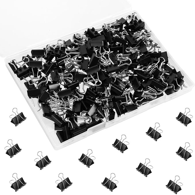 SANNIX 150 PCS Mini Binder Clips, 5/8 inch 15mm Binder Clips Black Paper Clamps by SANNIX