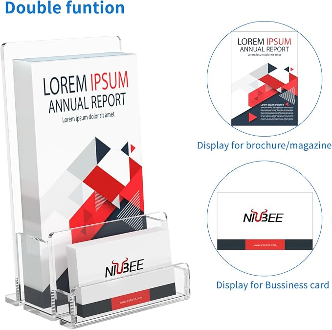 NIUBEE 2-Pack Acrylic Brochure Holder 4‘’, Plastic Flyer Display Stand - Image 3