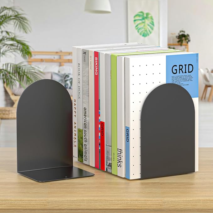Bookends 2 Pairs, Metal Round Bookends - Image 2