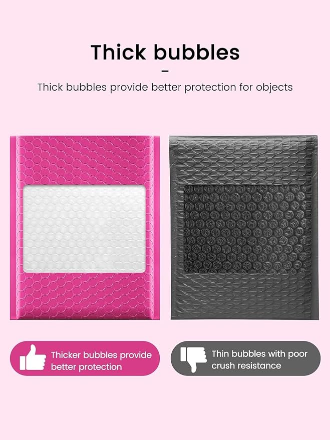 GSSUSA Pink Bubble Mailers 6X10 Inches 500 Pack, Padded Poly Bubble Mailer - Image 7