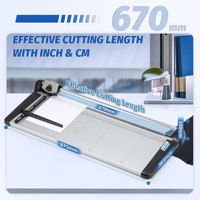 Rotary Paper Trimmer, 15 Sheets Heavy Duty Paper Trimmer, 670mm Cutting Length - Image 2
