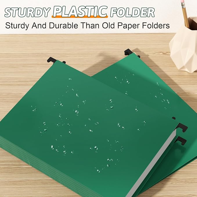 Plastic Hanging File Folder Letter Size, 12 Pack Reinforced Heavy Duty Hanging - Image 2