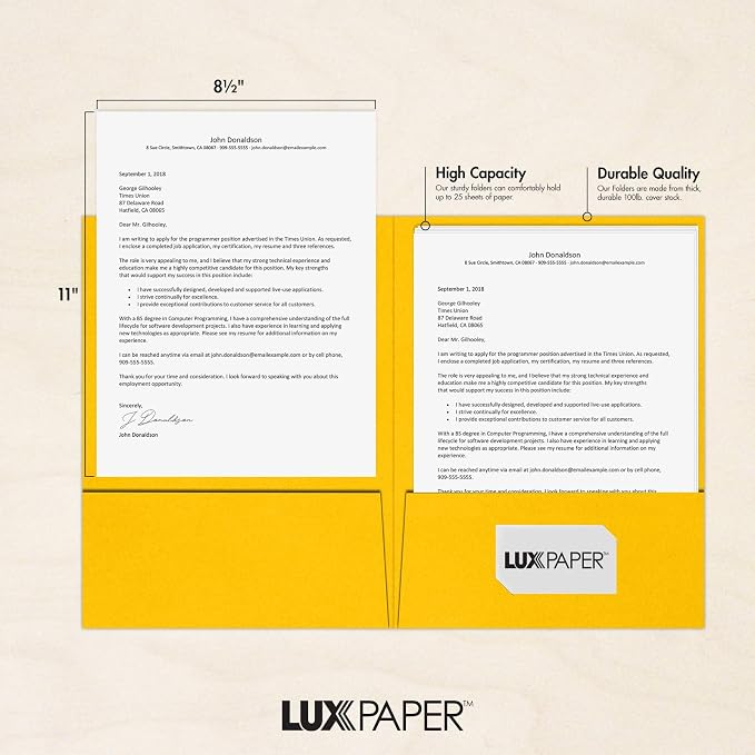 9 x 12 Presentation Folders in 100 lb. Sunflower - Image 4