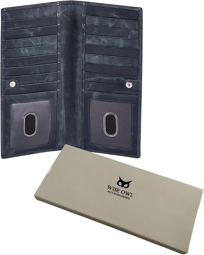 Long Wallet for Men Women Real Leather Bifold RFID Stylish Slim Handmade 2 ID - Image 6