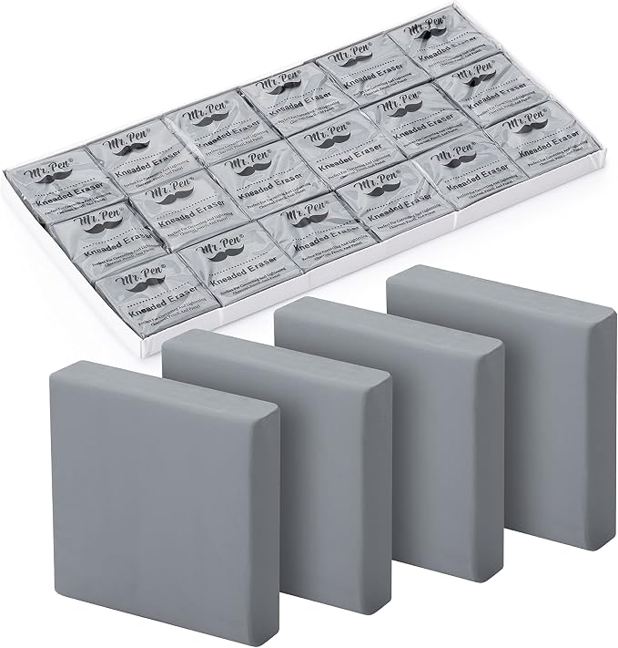 Mr. Pen- Kneaded Erasers, 1.44" x 1.36", 18 Pack, Graphite & Pastel Drawing by MrPen