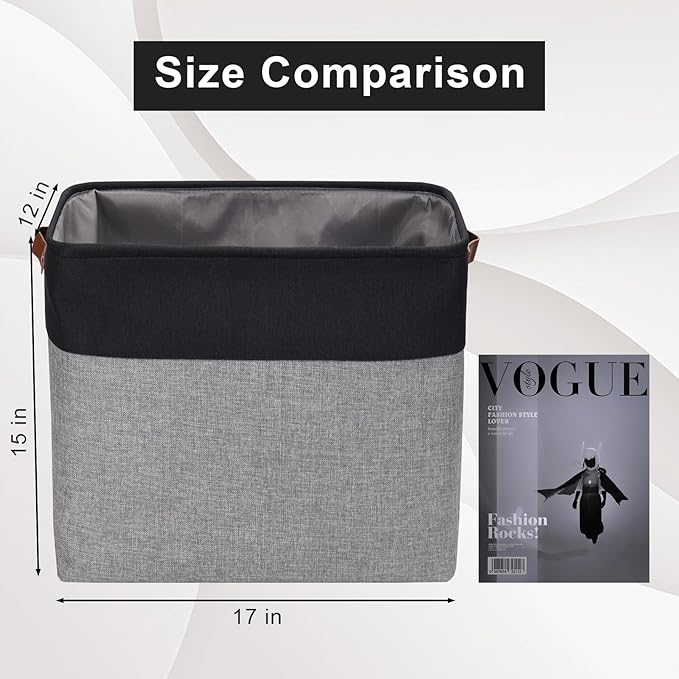 Bagnizer Large Fabric Storage Baskets | 50L Storage Bins, Decorative Linen - Image 3