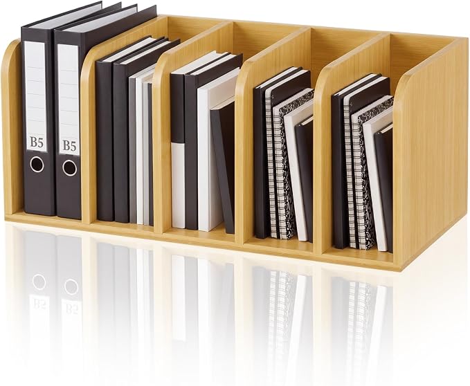 Novabright 5-Slot Bamboo Wooden Magazine File Holder Desk Organizer, 5 Vertical by Unknown