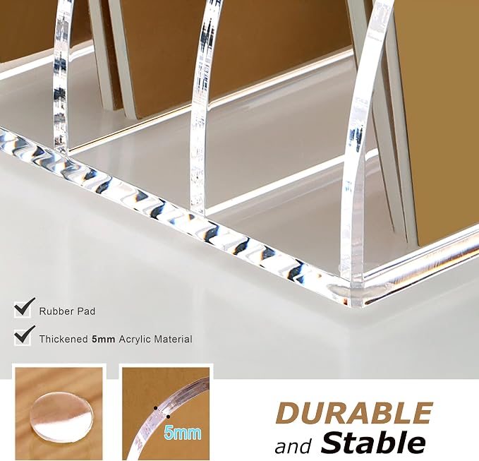 SANRUI Acrylic Desk Magazine File Organizer, 4 Vertical Compartments Clear - Image 4