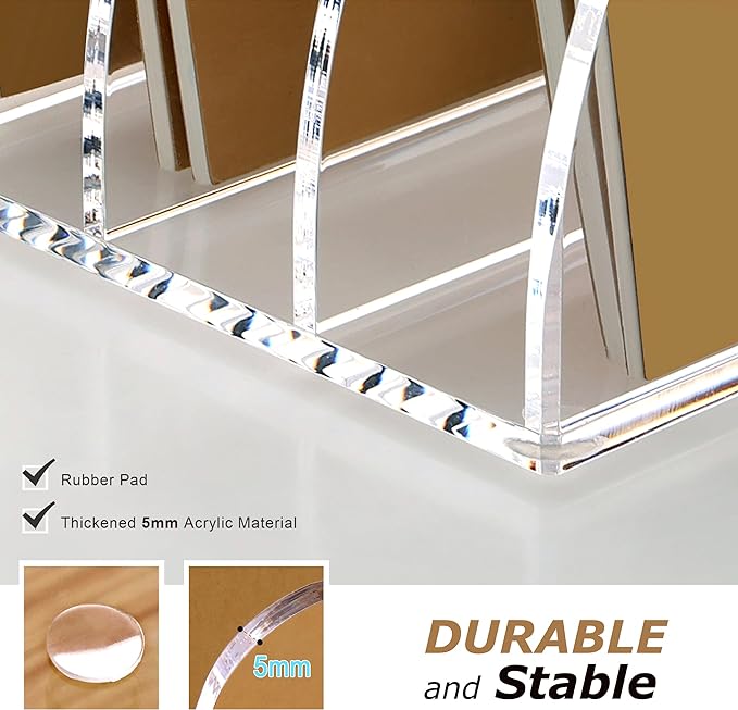 SANRUI Acrylic Magazine File Holder, 6 Vertical Compartments Desk Document - Image 5
