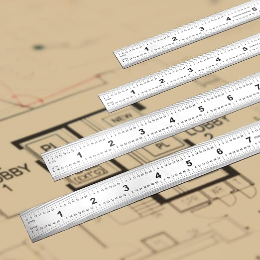 6-Pcs Stainless Steel Ruler Set – 6", mm & 0.5mm Markings – - Image 6