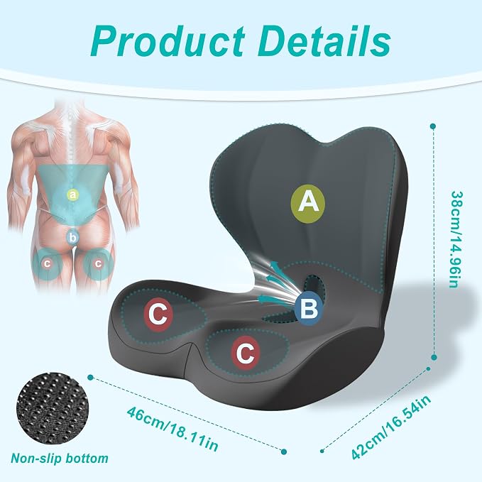 Seat Cushion for Office Chair and Car, Lumbar Support Pillow for Office Chair - Image 2