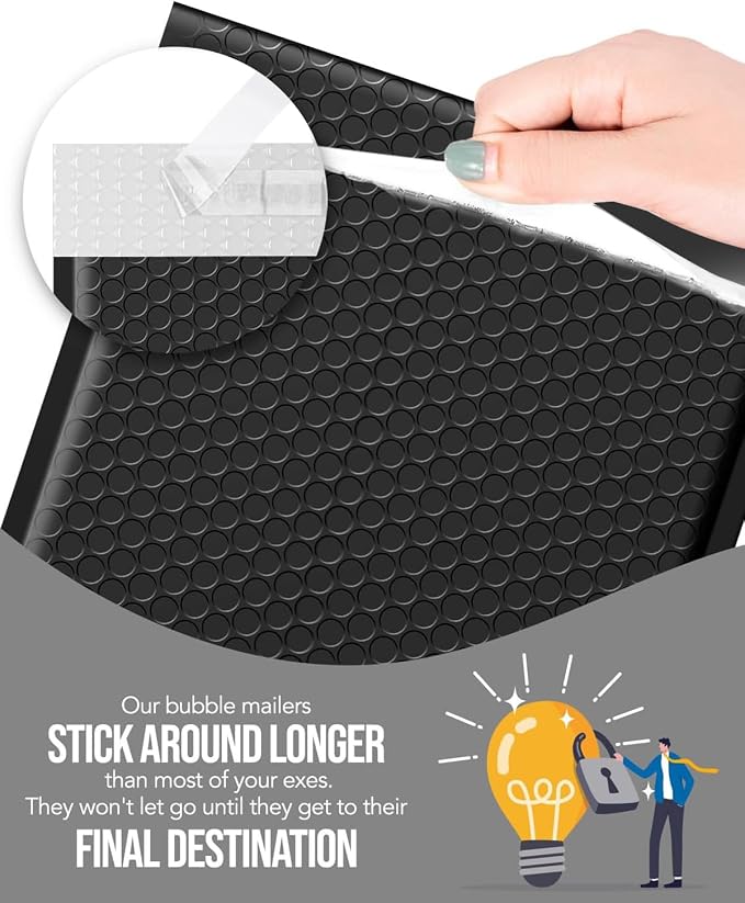 GSSUSA Black Bubble Mailers 10.5x16 Padded Envelopes, 1 Pallet Pack of 3750 - Image 6