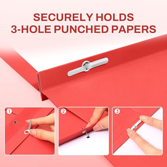 SUNEE 2 Pocket Folders with Prongs, Paper Folders with 2 Pockets and 3 Prongs - Image 3