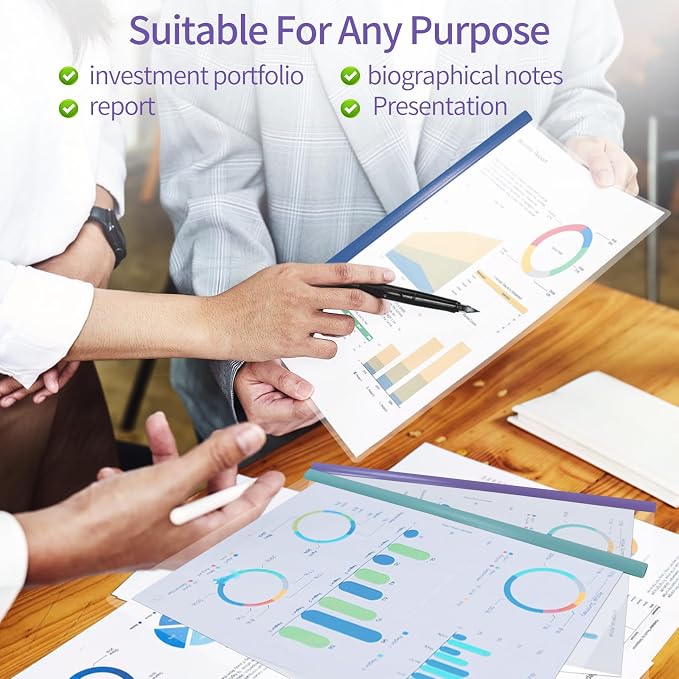 10 Sliding Bar Report Covers A4 Letter Holds 70 Sheets Multicolor | Sliding Bar - Image 4