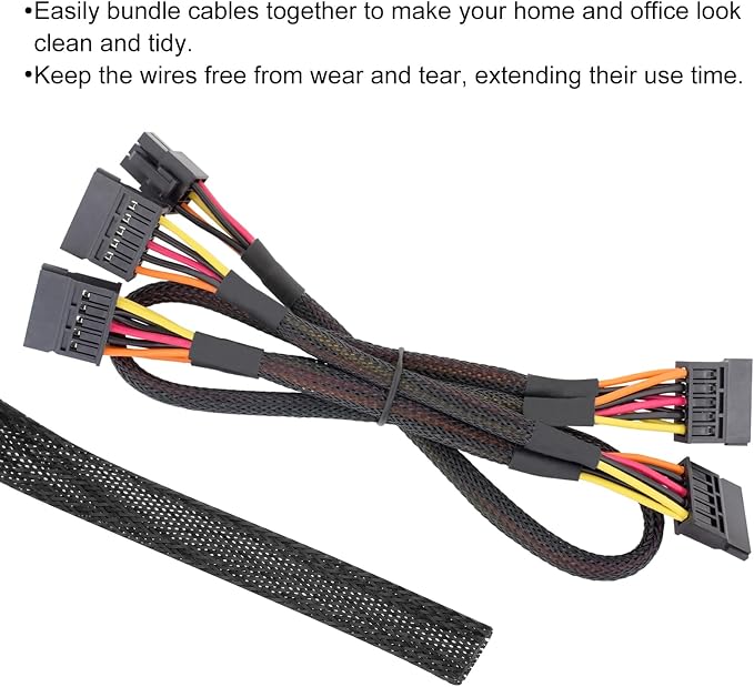100ft PET Expandable Wire Loom 3/8 Inch, PET Braided Wire Sleeving Cable - Image 4