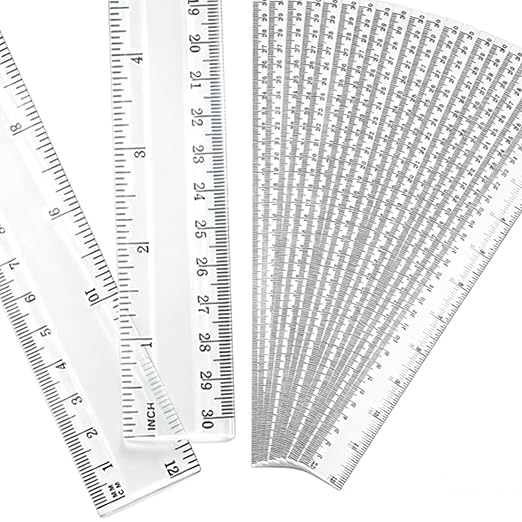 Eboot 20 Pack 12 Inch Clear Plastic Rulers Bulk, Easy-to-Read Straight Edge by eBoot