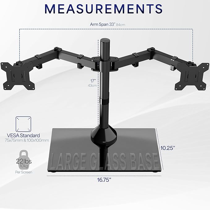 VIVO Freestanding Dual Monitor Stand - Image 4