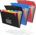 3 Pack 7 Pocket Accordian File Organizer, Expanding File Folder by RIEJIN