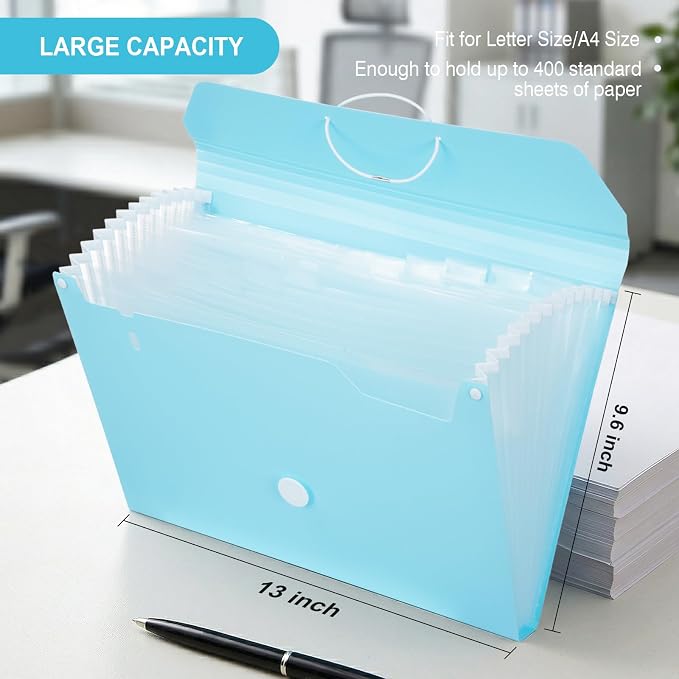 Comix Accordion File Organizer, 13 Pocket, A4/Letter Size Documents, Includes - Image 2