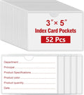 52 Pcs 3" x 5" Self Adhesive Index Card Pockets Label Pockets by BESARME