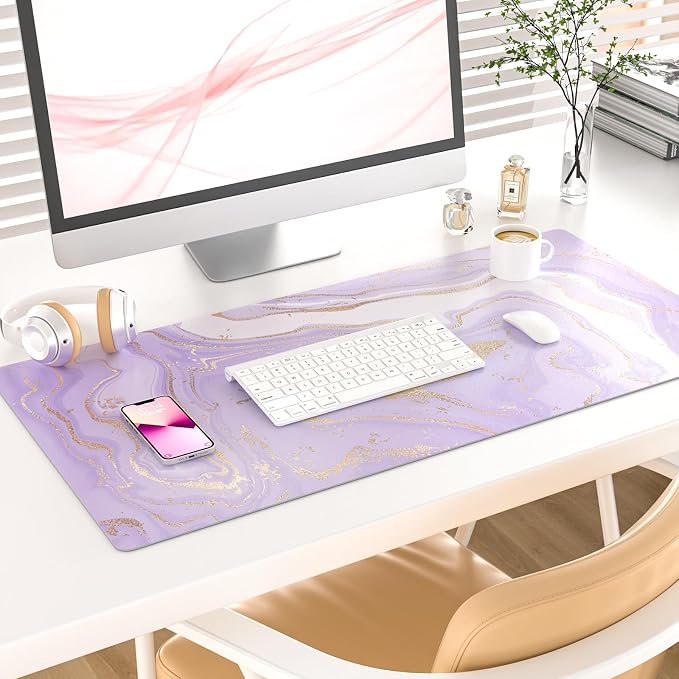 Colorful Star Large Mouse Pad, PU Leather Waterproof Desk Mat, Computer Gaming - Image 2