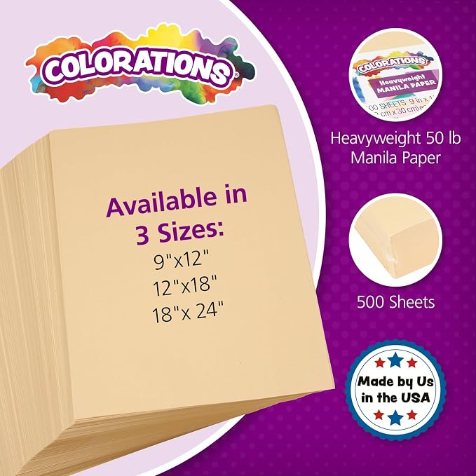 Colorations Manila Paper, 18 x 24 inches, 500 Sheets, Heavyweight, Drawing Paper - Image 2