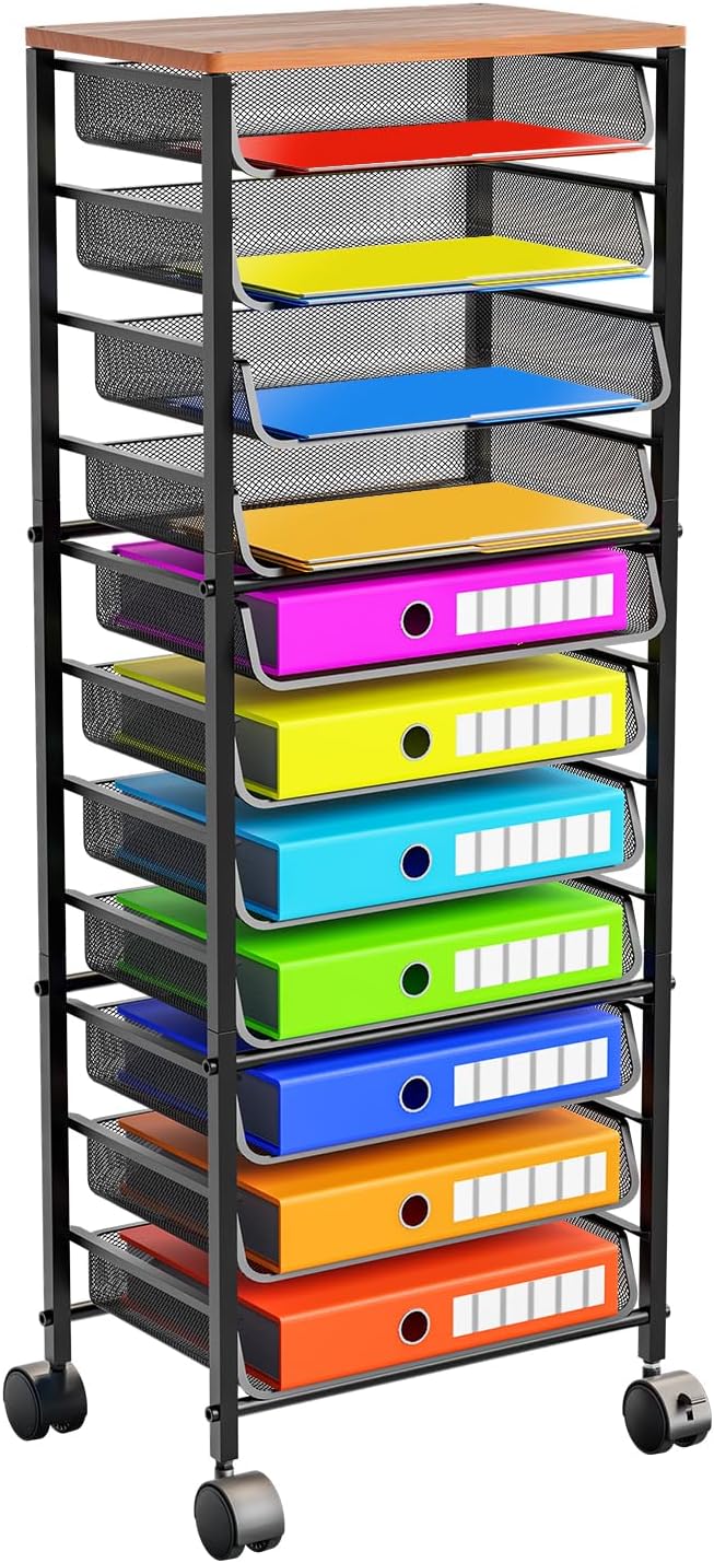 Simple Trending 12-Tier Rolling File Cart, Desk File Organizer by SimpleTrending