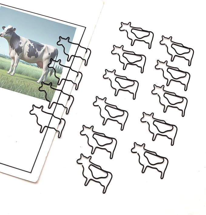 60 Pcs Black Cow Paper Clips, Cow Office Supplies, Cow Desk Stationery - Image 4