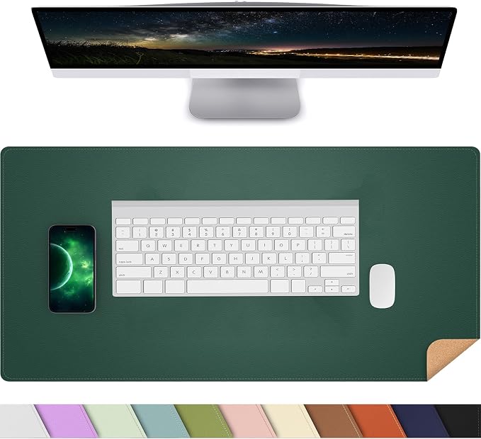 AFIING Cork Desk Mat, Dark Green, 23.6" x 13.7", Desk Pad Protector | by AFIING