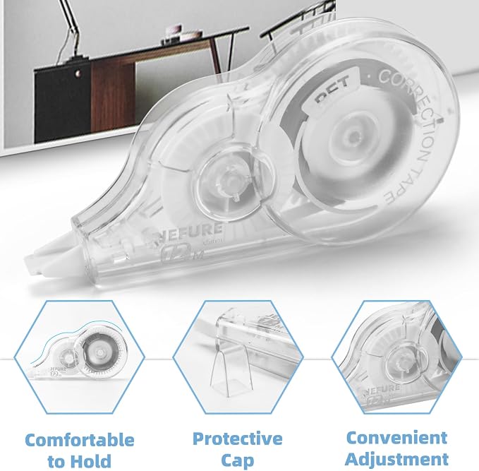 4 Pcs Correction Tape, 39.4 Ft White Wrong Out Tear-Resistant Bulk, Instant - Image 3