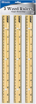BAZIC Products 12 in Wooden Ruler, Metal Edge, Inch & Metric, 24-Box | Three 12 by BAZICProducts