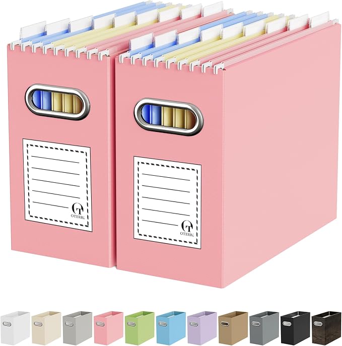 Oterri File Organizer Box, Portable Collapsible Cardboard File Folder Organizer by Oterri