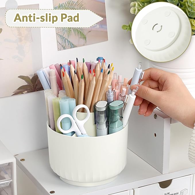 SKYDUE 360 Degree Rotating Desk Organizer, Small Dual-Purpose Pencil Pen Holder - Image 3