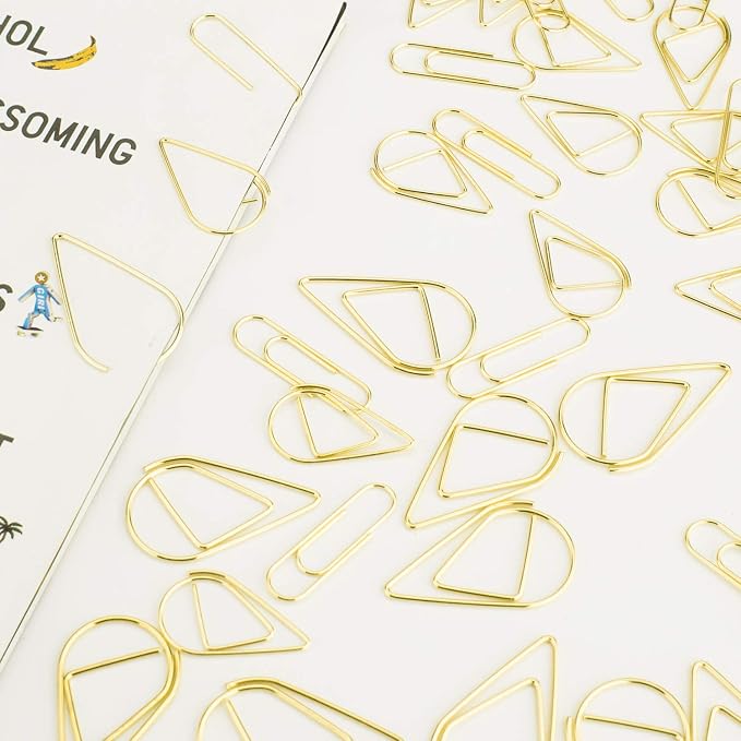 300 Pcs Cute Gold Paper Clips Assorted Sizes, Smooth Steel Wire Drop-Shaped - Image 3