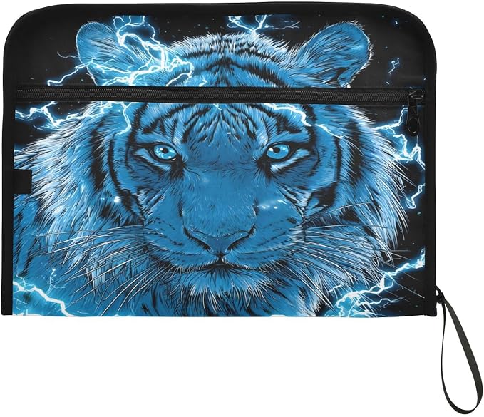 Blue Lighting Tiger Accordion File Organizer Expanding Document Folder - Image 7