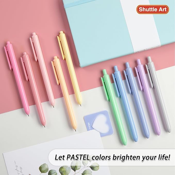 Shuttle Art Ballpoint Pens, 10 Pack Pastel Retractable Colored Ink Ball Point - Image 7