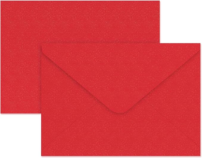 YINUOYOUJIA 50 PCS Pearl Red Envelopes A7, 5 x 7 Red Shimmer Envelopes by YINUOYOUJIA