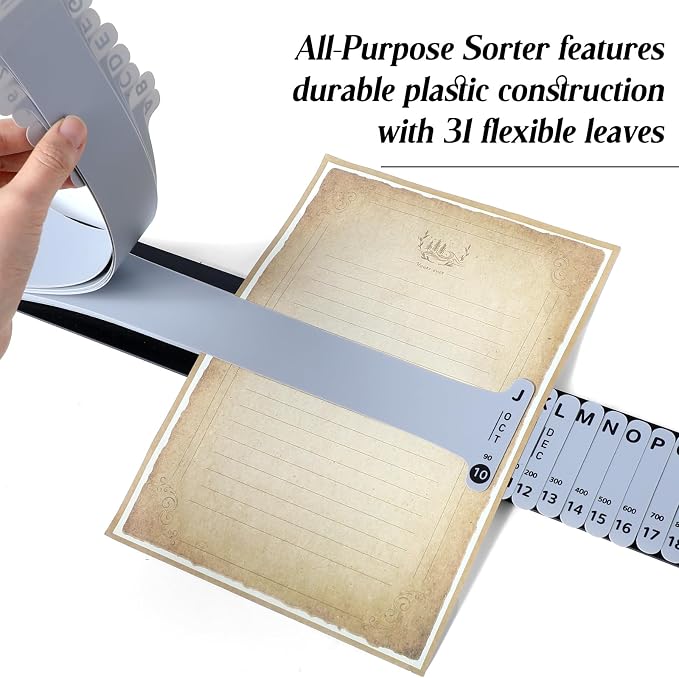 PerKoop Plastic Document Sorter Alphabetical File Organizer Compact Upright - Image 5