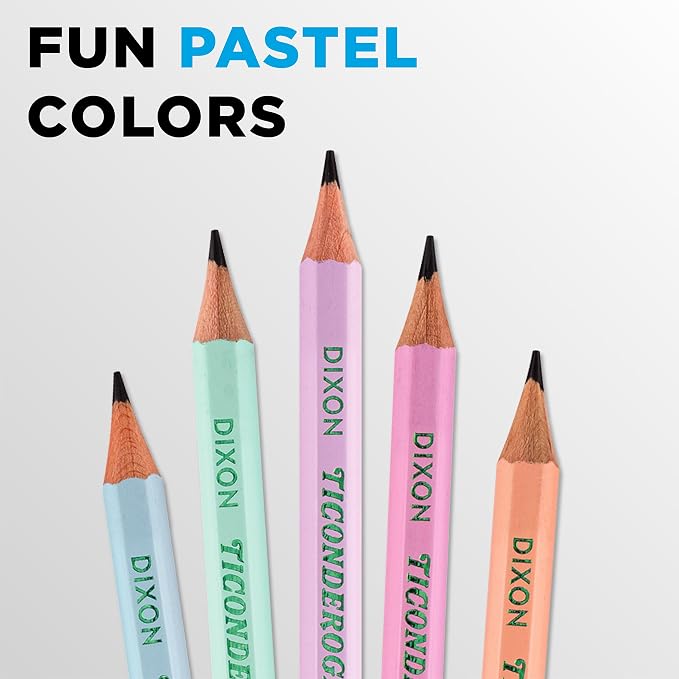 Ticonderoga Wooden Pencils, Pre-Sharpened, 2 HB Soft, Pastel Colors - Image 5