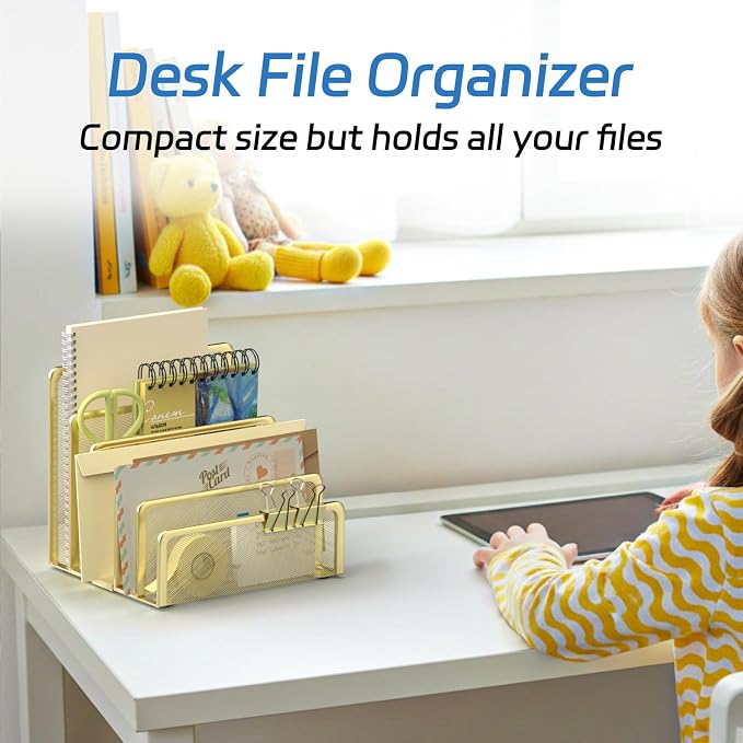 Mail Organizer Countertop with 5 Slot, Metal Mail Holder - Image 4