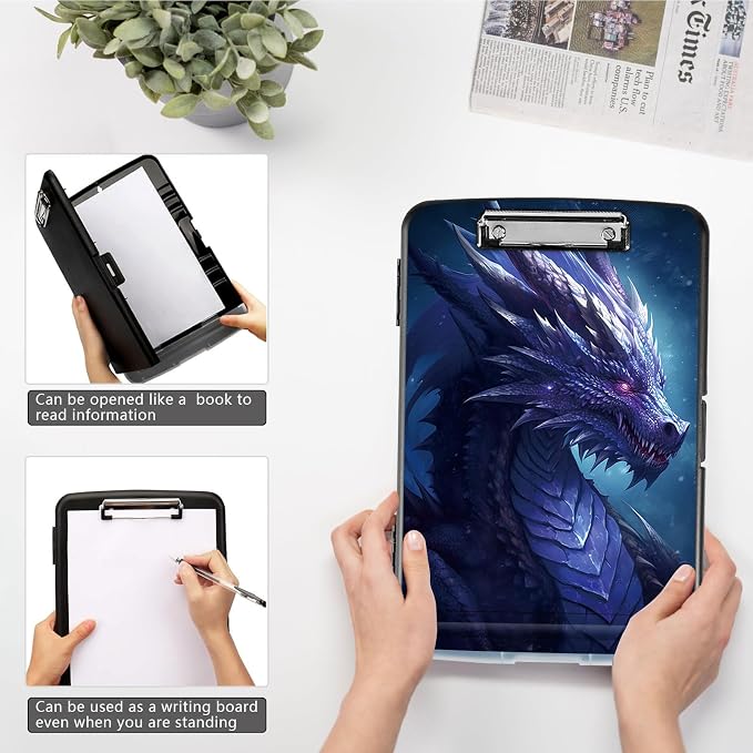 Clipboard with Storage, High Capacity Purple Dragon Storage Clipboard 9.5x14 - Image 4