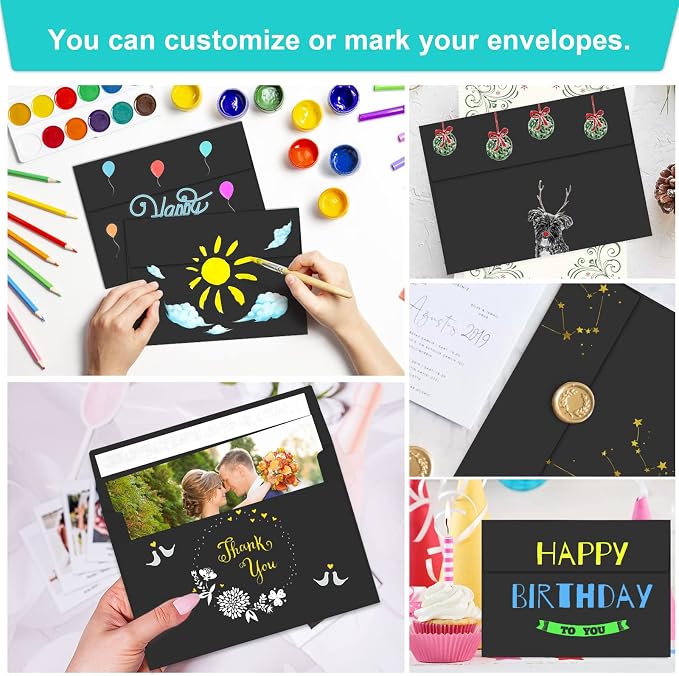 70 Packs of Invitation Envelopes, A2 Envelopes Black, Postcard Envelopes - Image 5